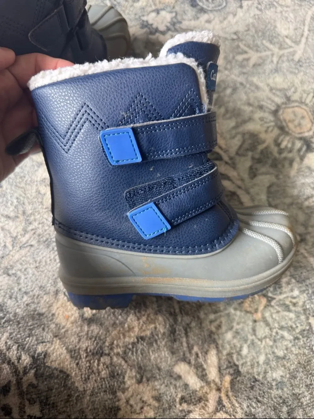 Cat & Jack Navy and Gray Kids Waterproof Winter Boots